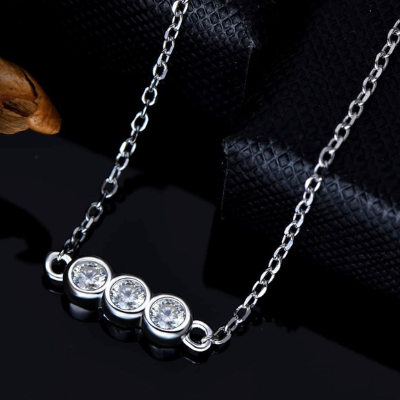 3 Stone Carat Diamond Moissanite Solitaire Dainty Chain Adjustable Bolo Bracelet - Picture 2 of 10